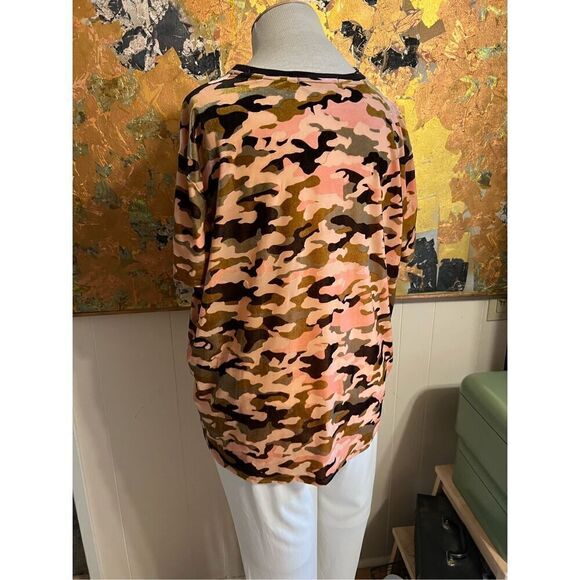 We the Free Free People Pink Camo Velvet Burn Out Boxy Top M - Picture 5 of 8